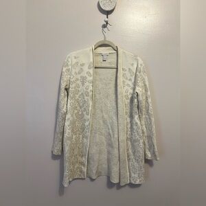 Chico’s Women's Cream and Tan open cardigan Sweater